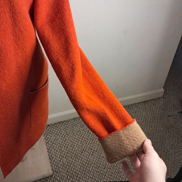 A•IDA sweater women's large L orange tan wool blend italian designer cozy winter - Picture 4 of 14